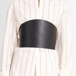 Wide Black Leather Corset Belt - Women's Accessory